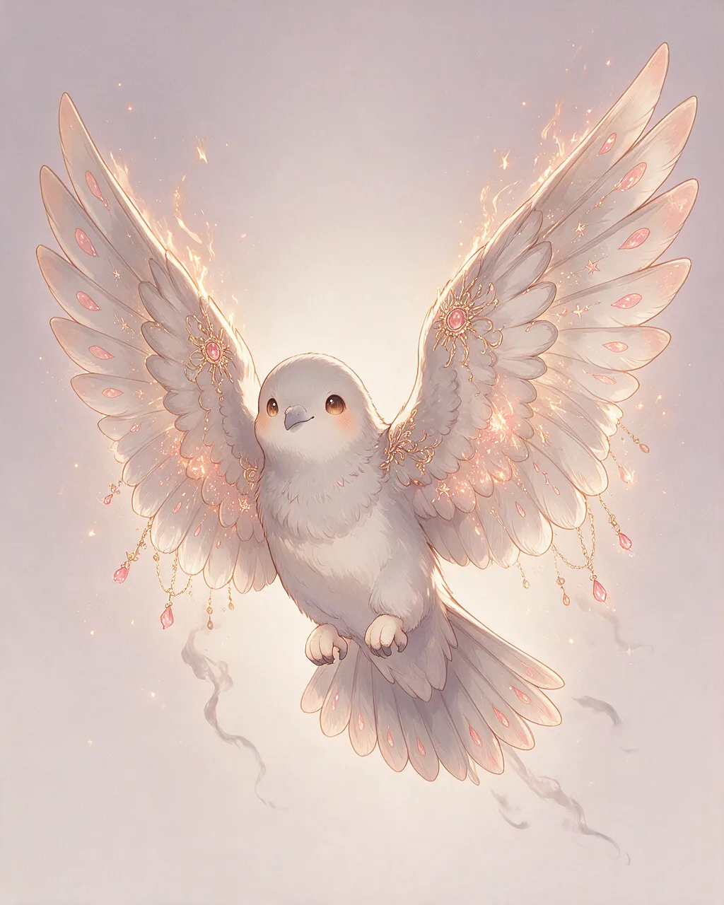 Evolved second-generation artwork of Ashdove Noble, a Gentle Ember-element creature.