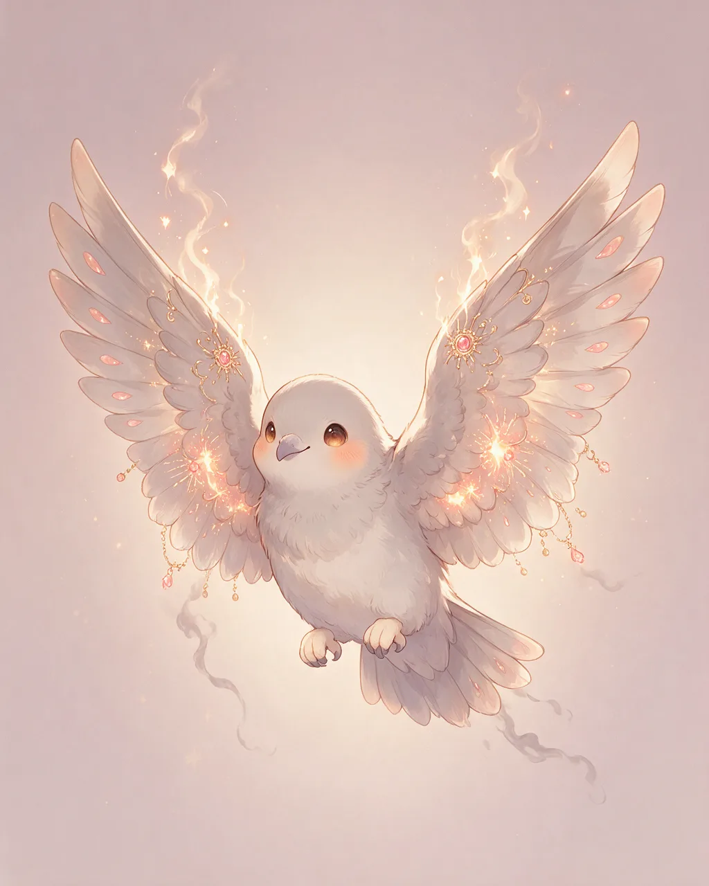 Original fantasy creature artwork of Ashdove, a Gentle Ember-element creature.