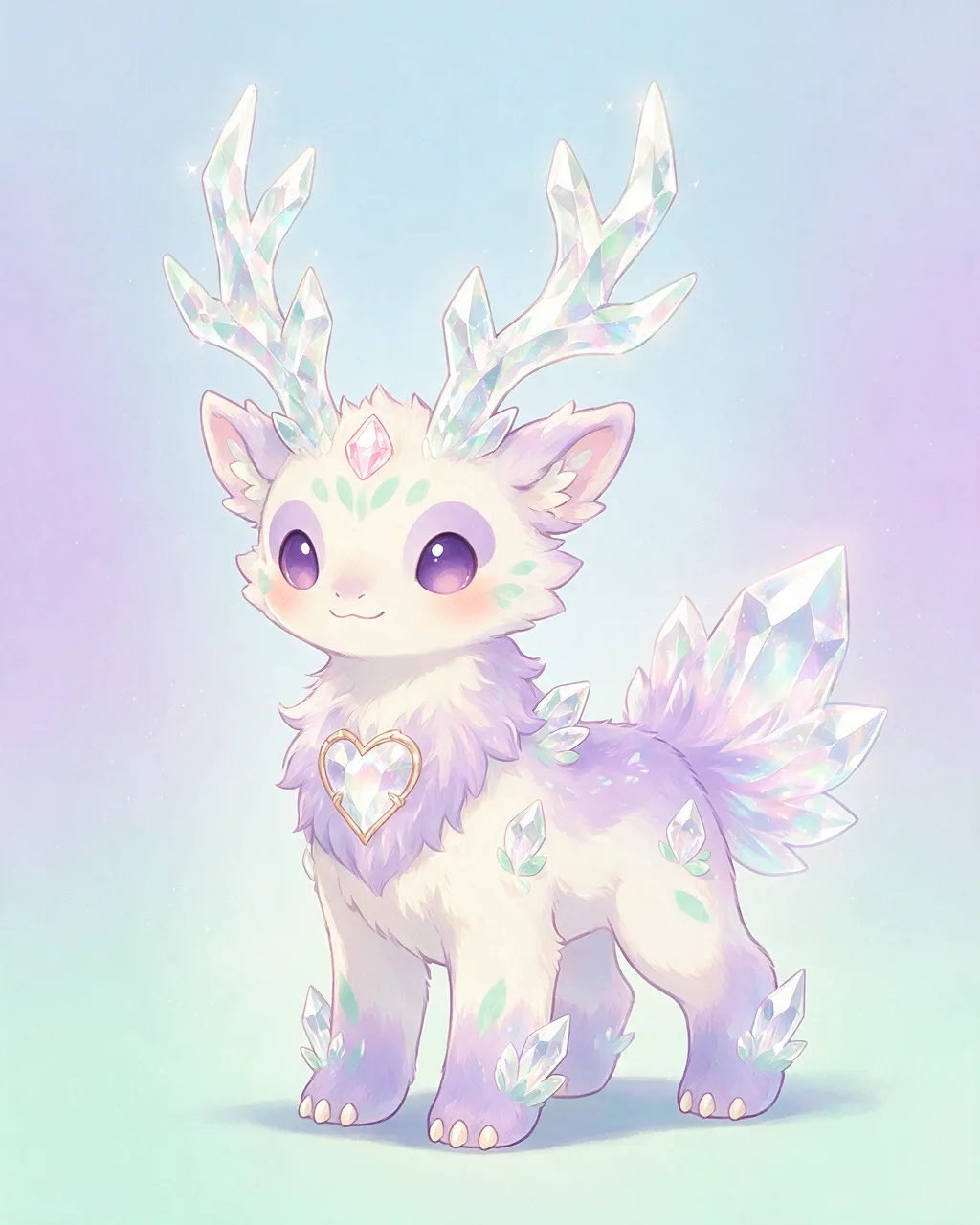 Original fantasy creature artwork of Aurathorn, a Loyal Crystal-element creature.