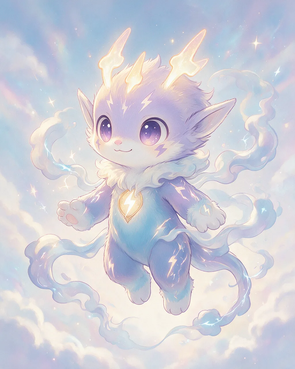 Evolved second-generation artwork of Boltnose Venerable, a Curious Storm-element creature.