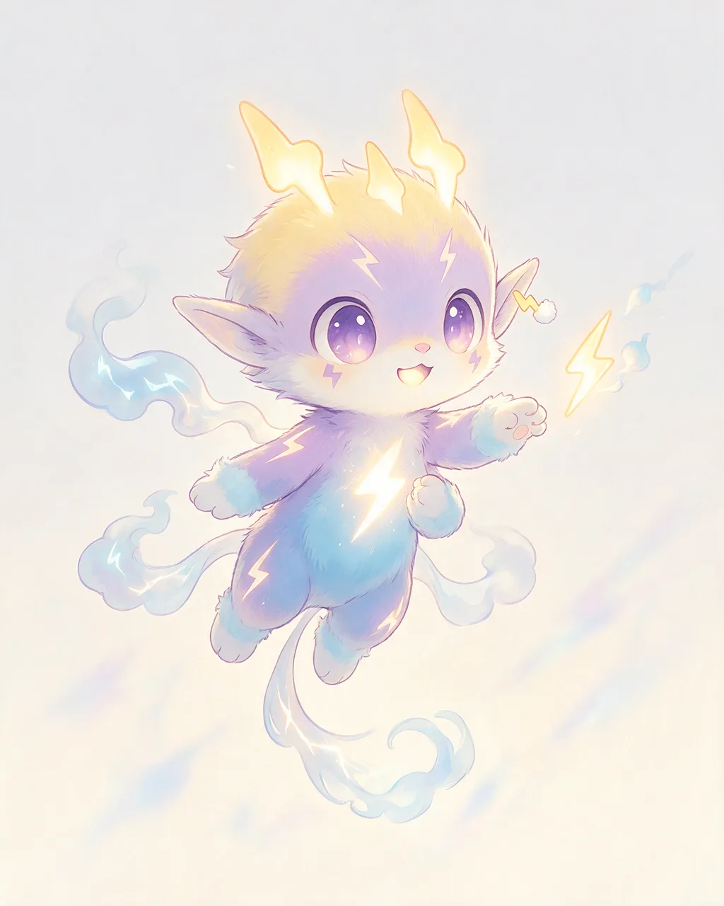 Original fantasy creature artwork of Boltnose, a Curious Storm-element creature.