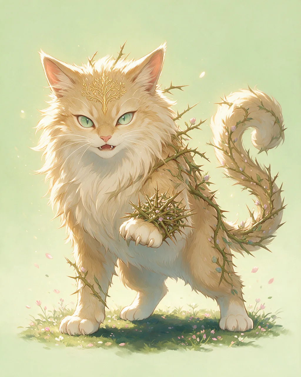 Evolved second-generation artwork of Brambleclaw Sage, a Fierce Grove-element creature.