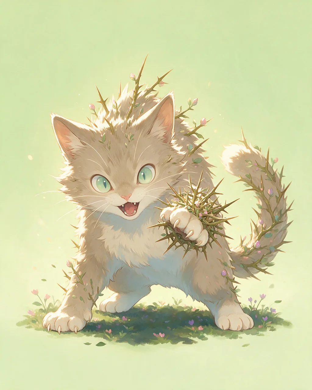 Original fantasy creature artwork of Brambleclaw, a Fierce Grove-element creature.