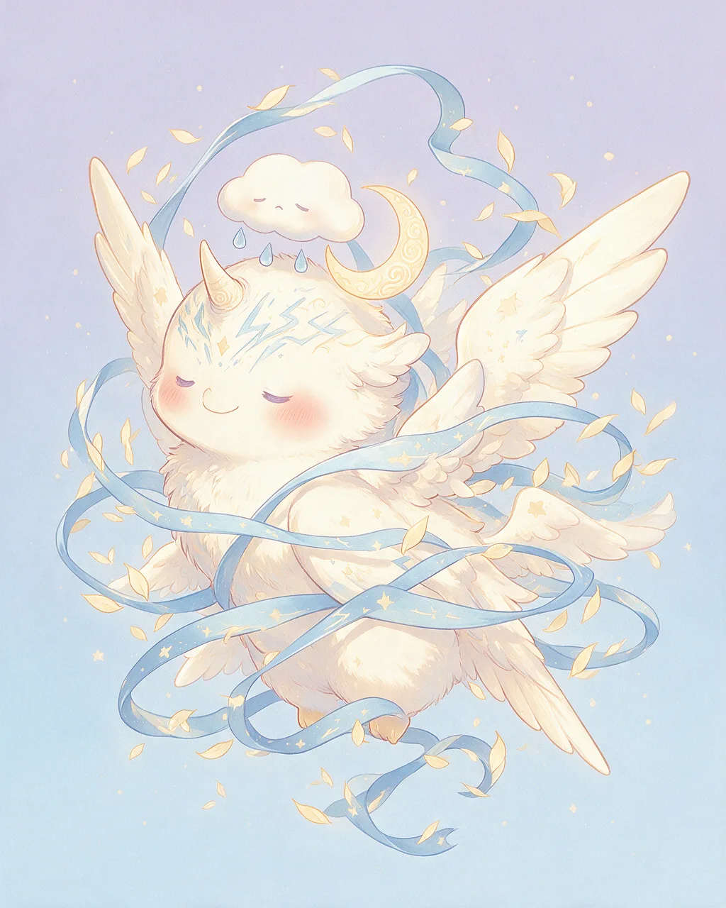 Evolved second-generation artwork of Breezelull Ancient, a Gentle Storm-element creature.