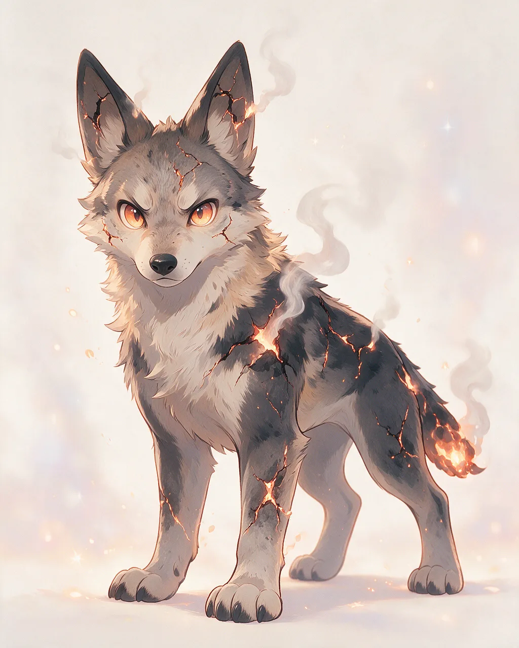 Evolved second-generation artwork of Cinderfang Regal, a Fierce Ember-element creature.