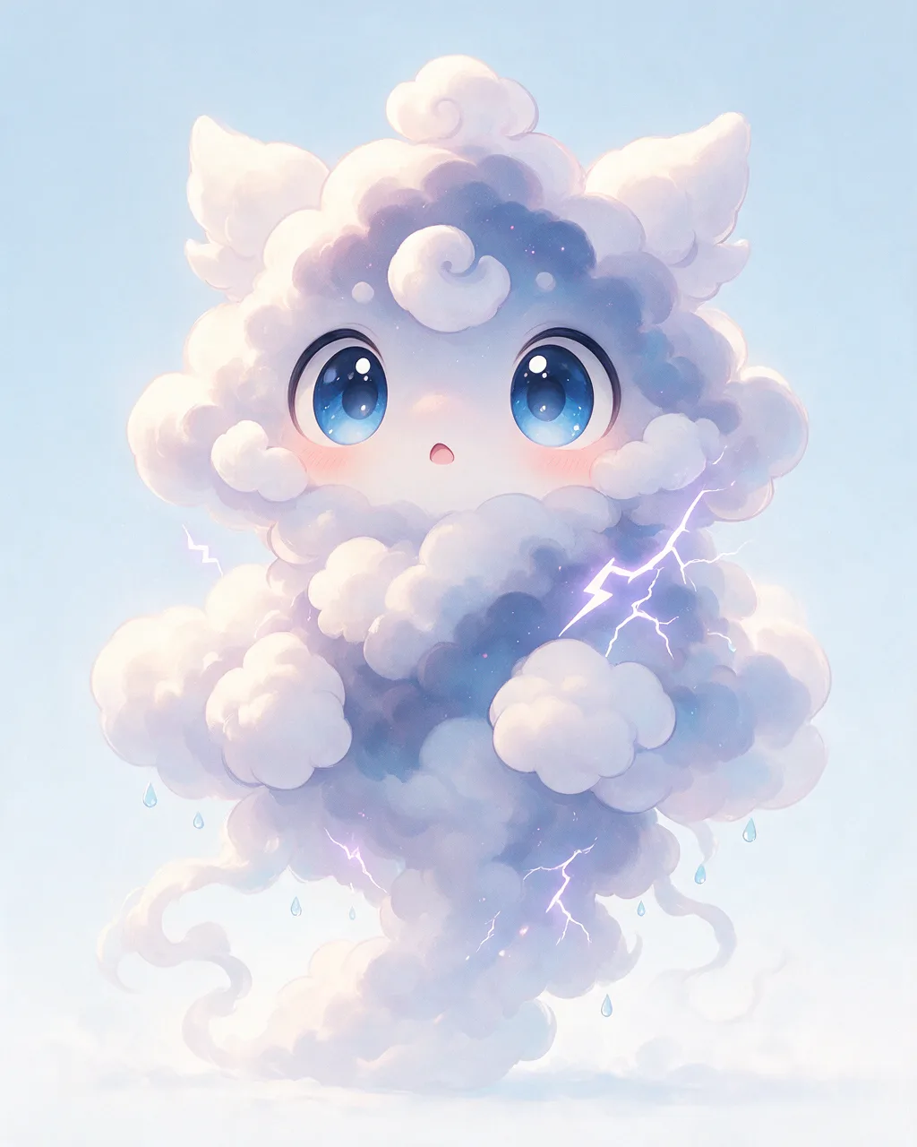 Original fantasy creature artwork of Cloudpeek, a Curious Storm-element creature.