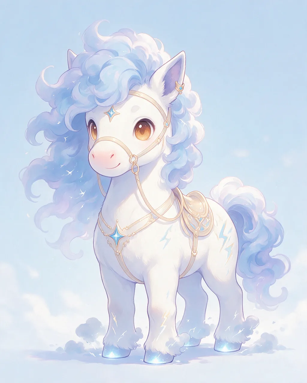 Original fantasy creature artwork of Cloudsteed, a Loyal Storm-element creature.