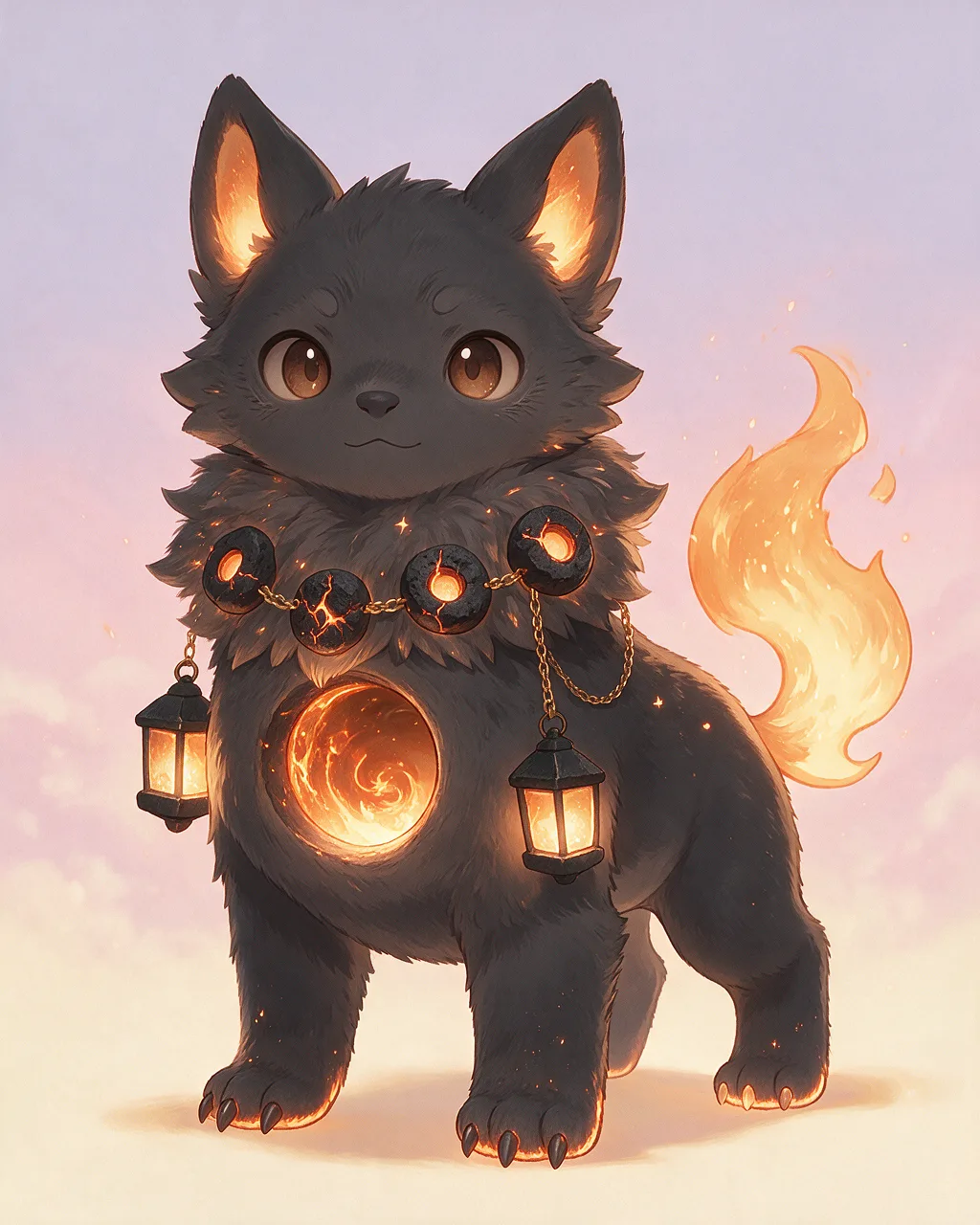 Evolved second-generation artwork of Coalheart Regal, a Loyal Ember-element creature.