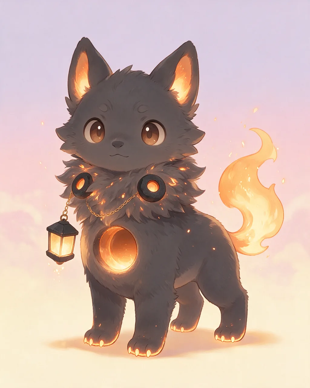 Original fantasy creature artwork of Coalheart, a Loyal Ember-element creature.