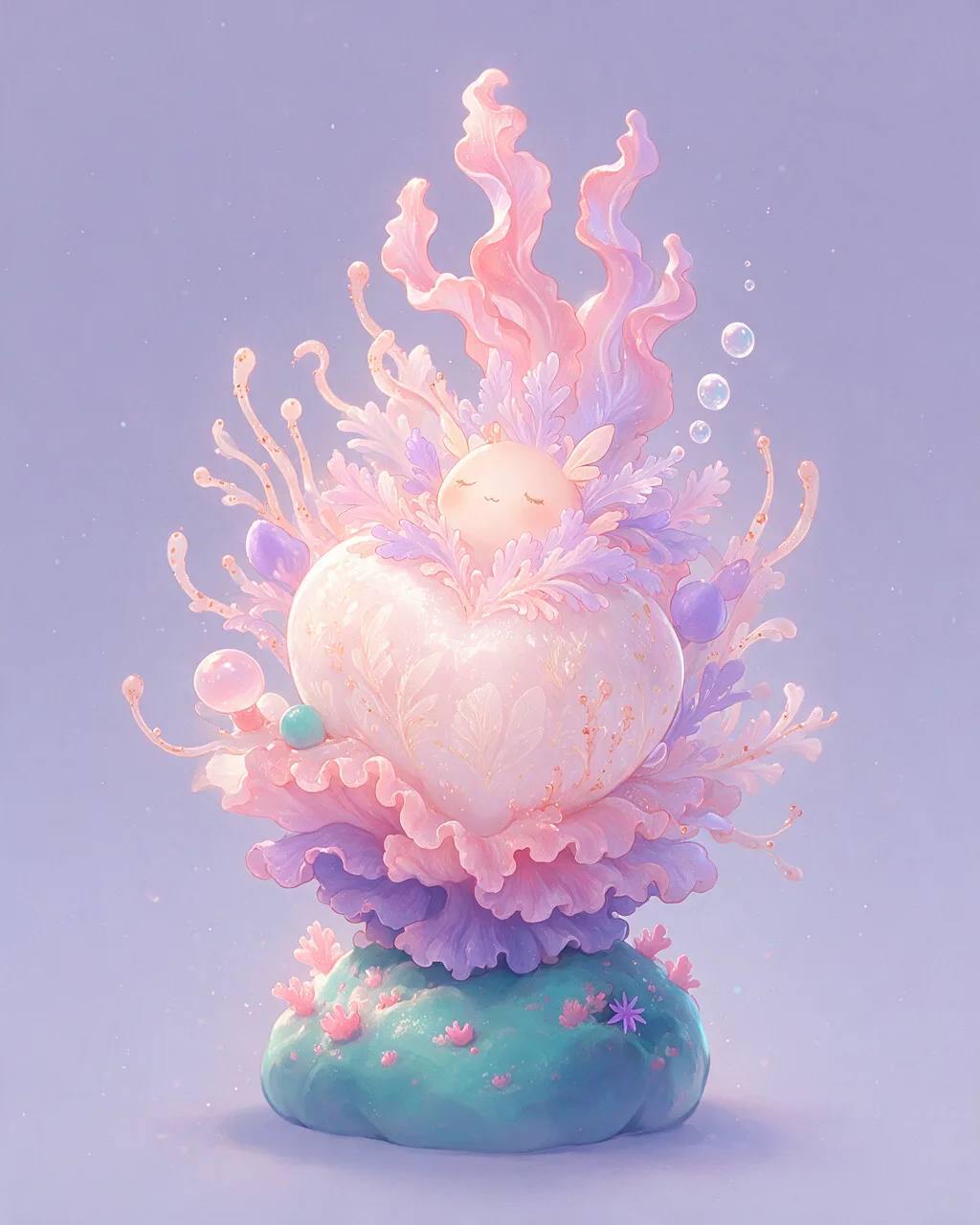 Original fantasy creature artwork of Coralhush, a Serene Tide-element creature.