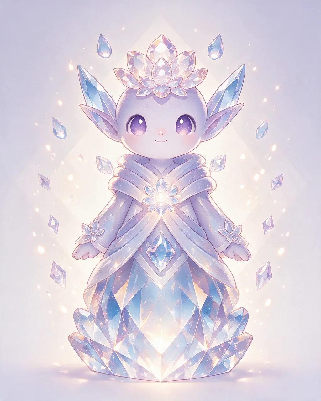 Evolved second-generation artwork of Crystalbreathe Grand, a Serene Crystal-element creature.