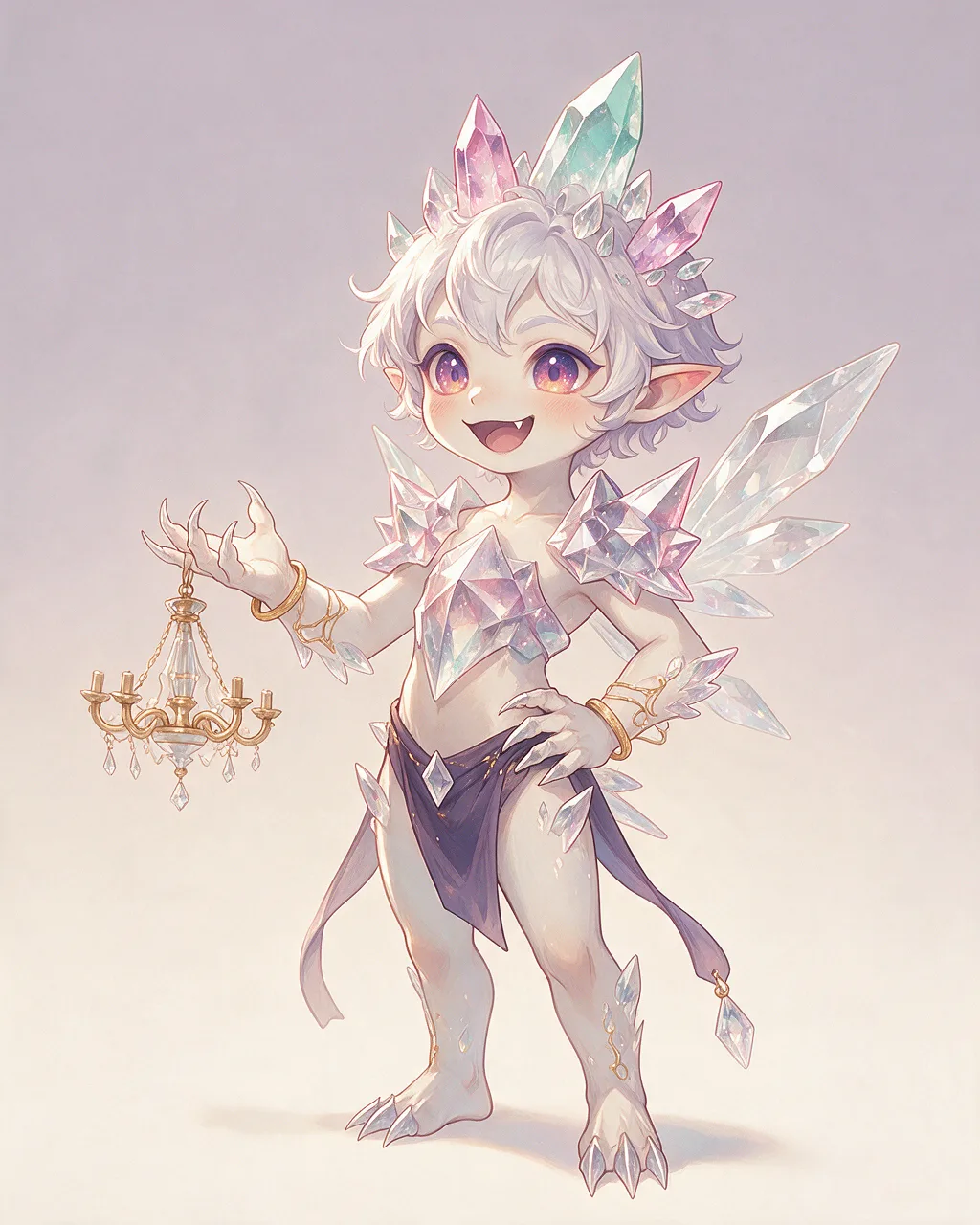 Evolved second-generation artwork of Crystalimp Venerable, a Mischievous Crystal-element creature.