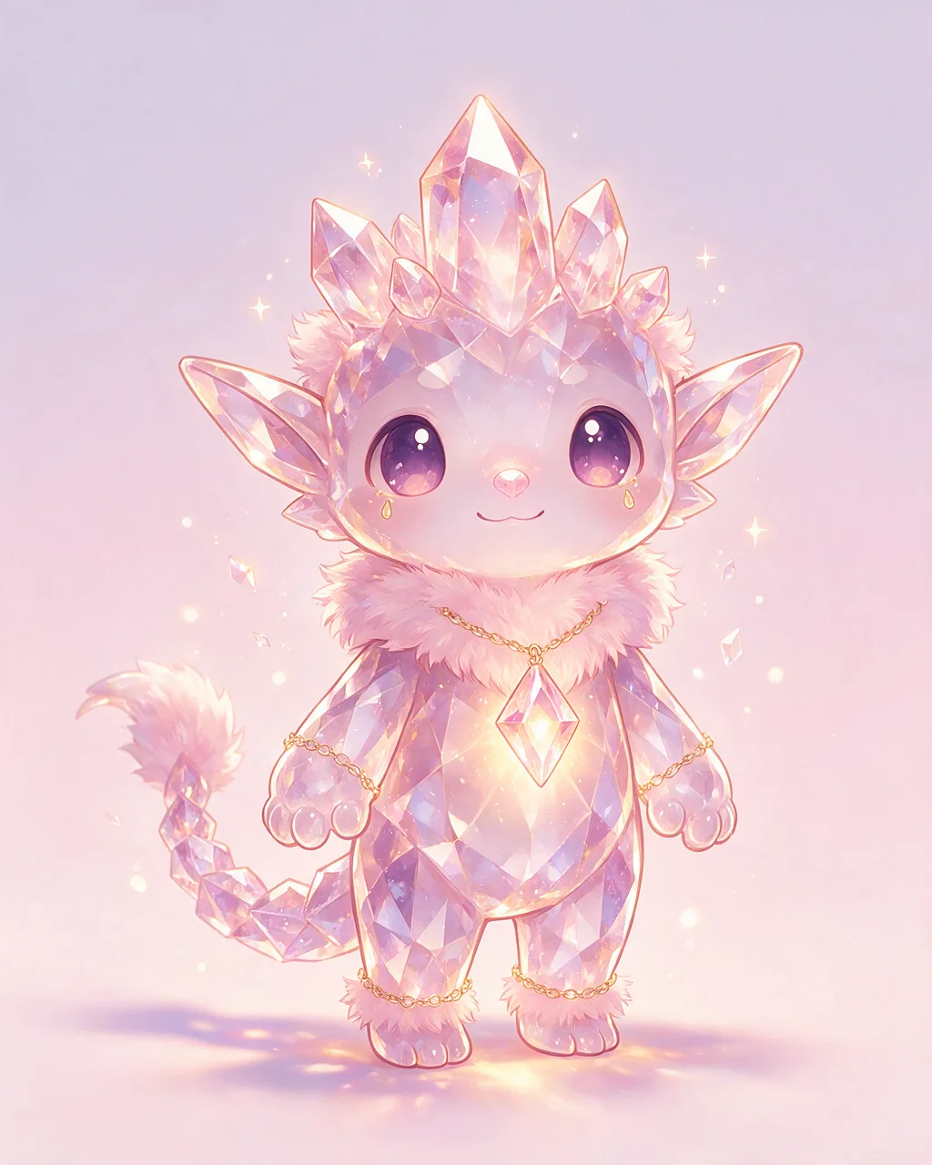 Original fantasy creature artwork of Crystalnurture, a Gentle Crystal-element creature.