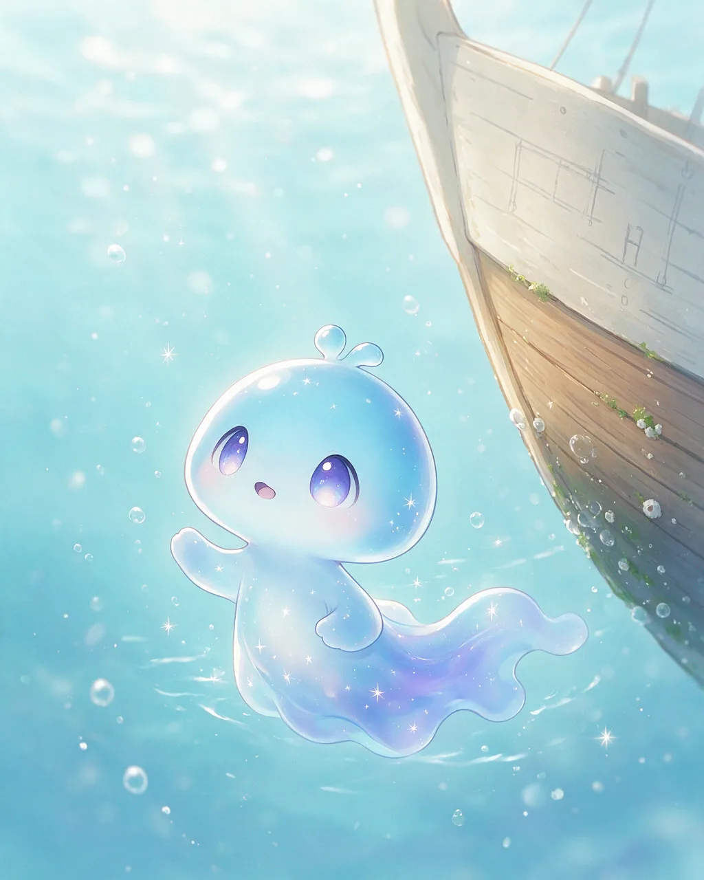 Original fantasy creature artwork of Driftmote, a Curious Tide-element creature.