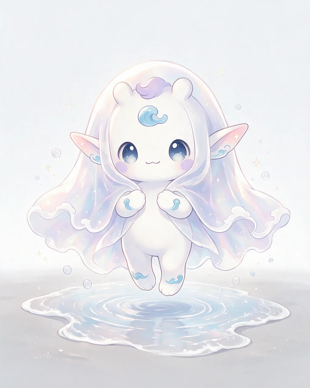 Original fantasy creature artwork of Driftveil, a Gentle Tide-element creature.