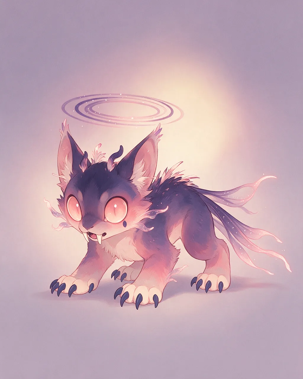 Original fantasy creature artwork of Duskfang, a Fierce Dusk-element creature.