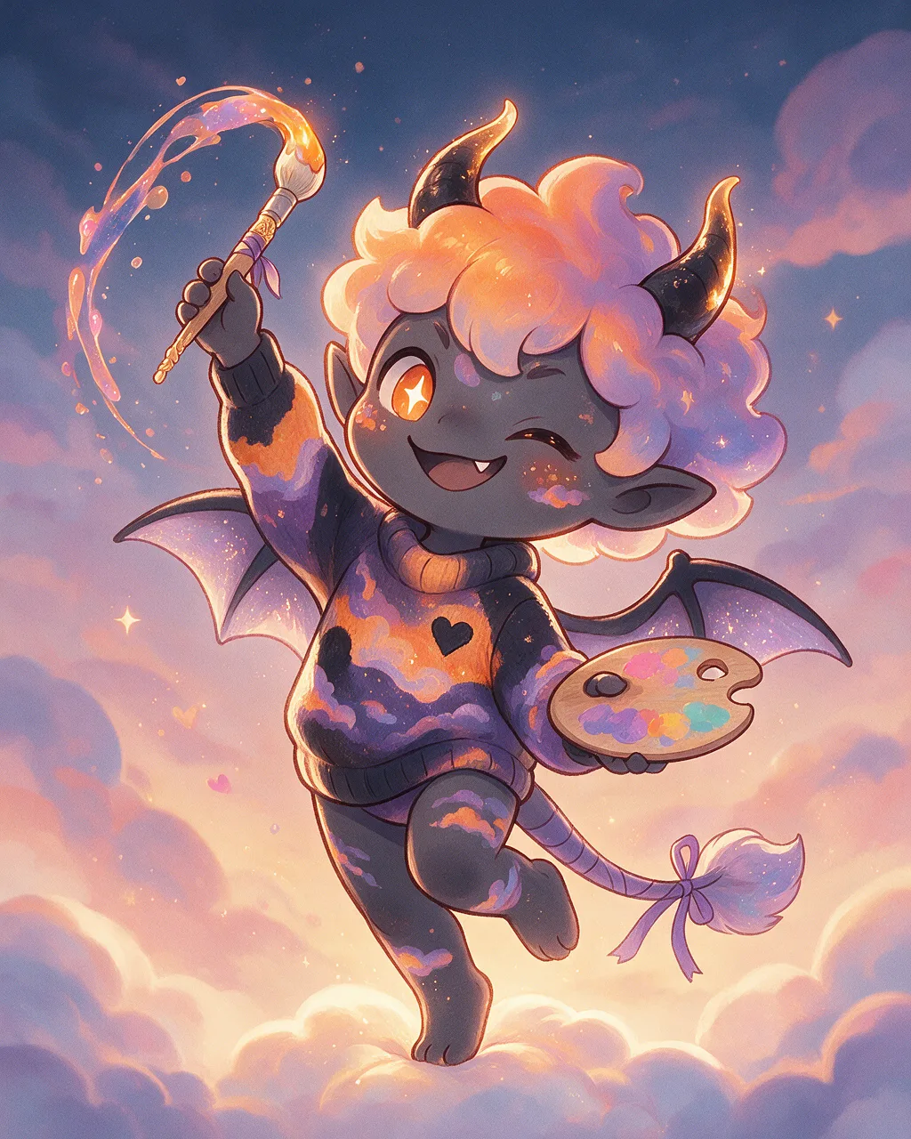 Evolved second-generation artwork of Duskprank Regal, a Mischievous Dusk-element creature.