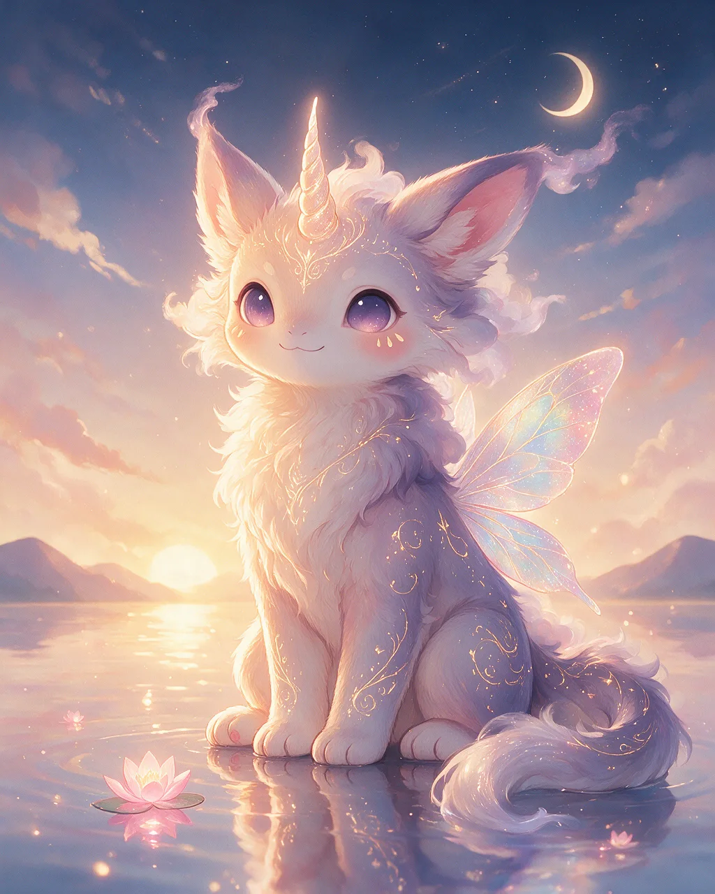 Evolved second-generation artwork of Duskstill Grand, a Serene Dusk-element creature.