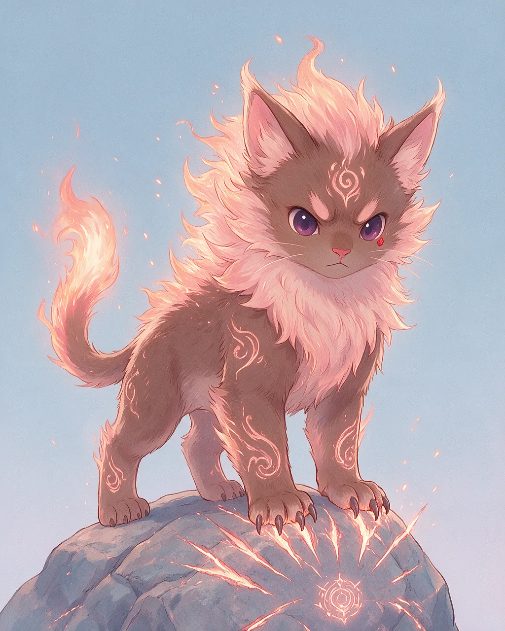 Evolved second-generation artwork of Emberclaw Noble, a Fierce Ember-element creature.