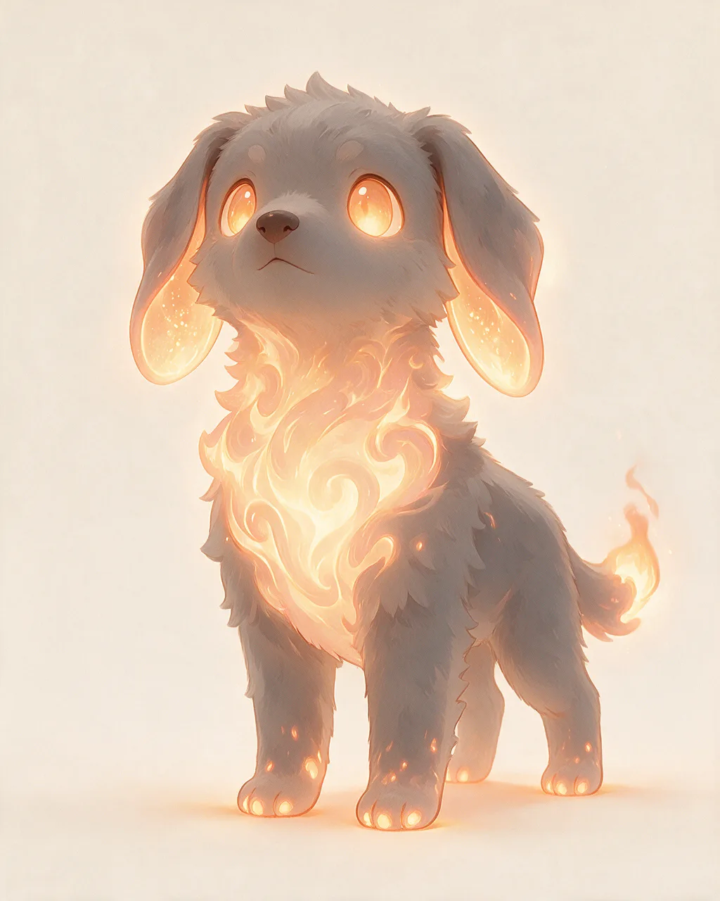 Evolved second-generation artwork of Emberhound Regal, a Loyal Ember-element creature.