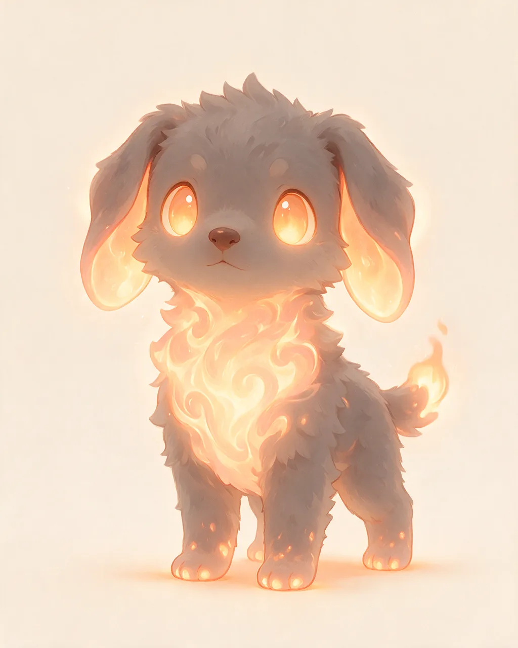 Original fantasy creature artwork of Emberhound, a Loyal Ember-element creature.