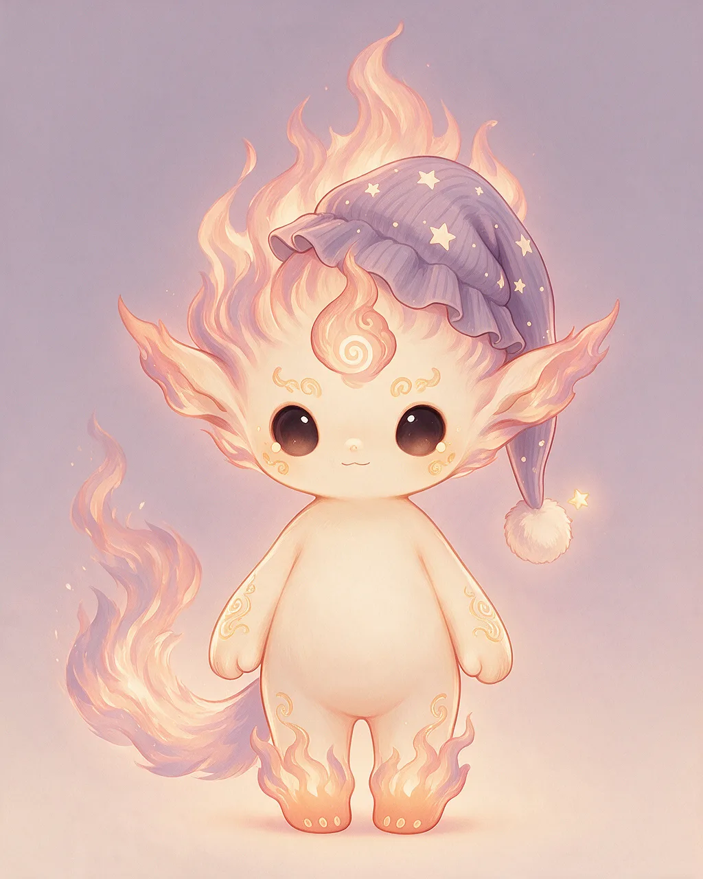 Evolved second-generation artwork of Emberhush Elder, a Serene Ember-element creature.