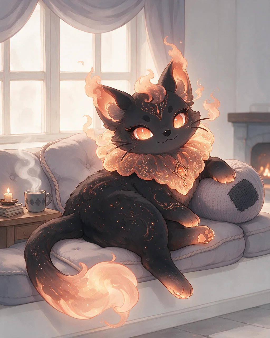 Evolved second-generation artwork of Embersneak Prime, a Mischievous Ember-element creature.