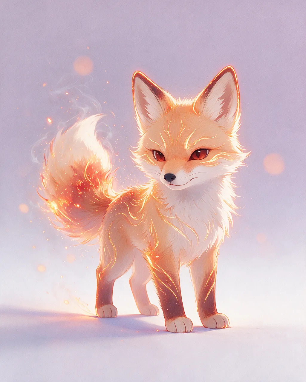 Evolved second-generation artwork of Emberwhisk Prime, a Fierce Ember-element creature.