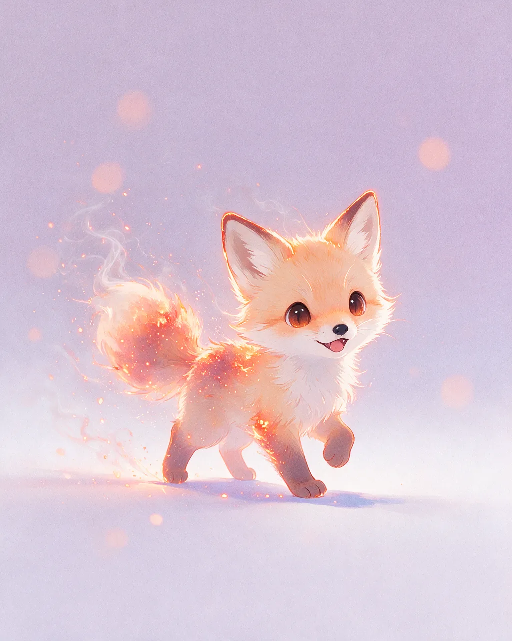 Original fantasy creature artwork of Emberwhisk, a Fierce Ember-element creature.