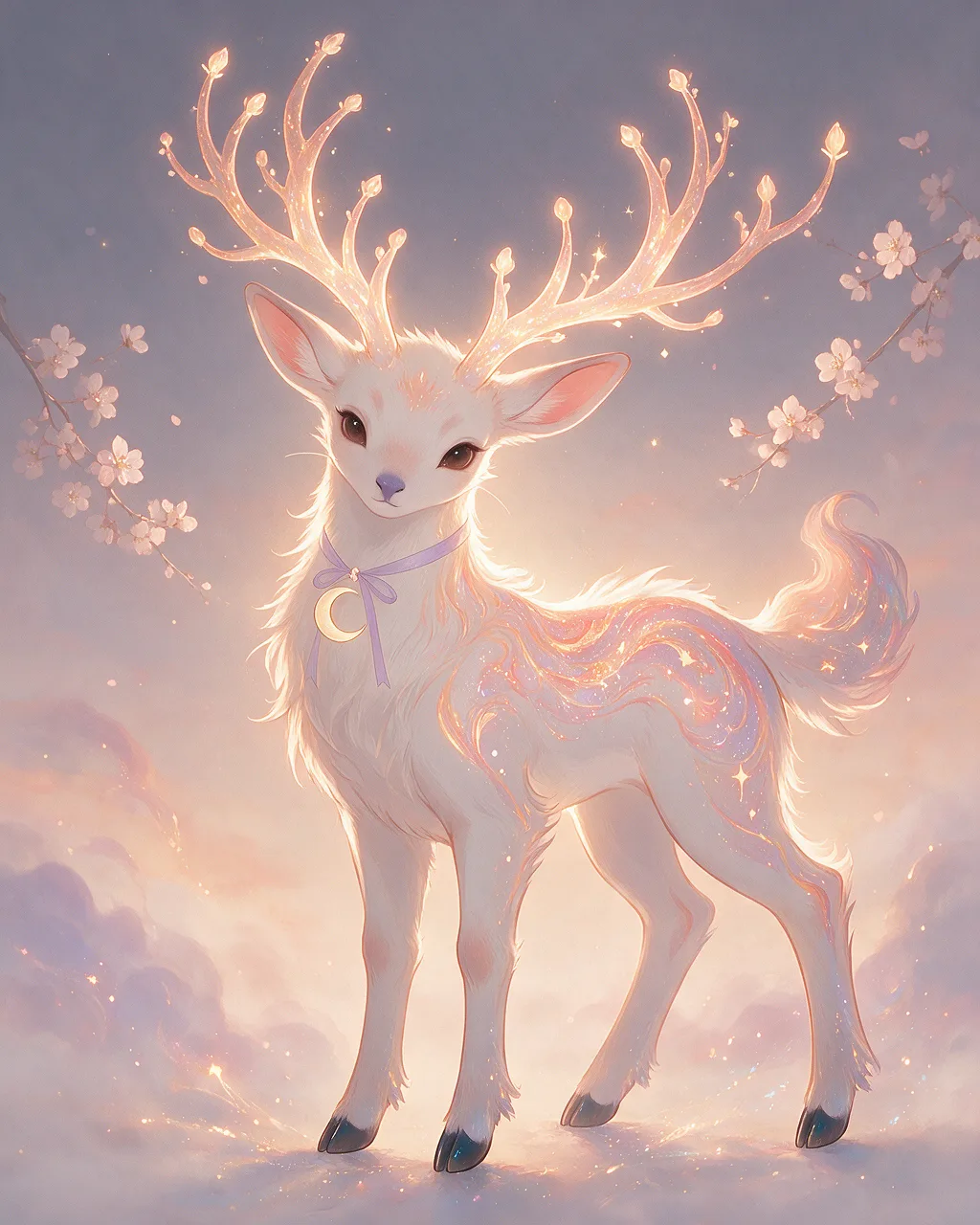 Evolved second-generation artwork of Eveglow Prime, a Serene Dusk-element creature.