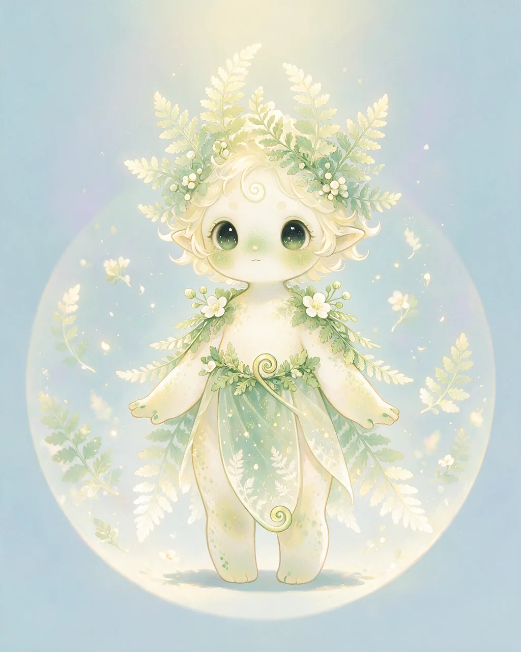 Original fantasy creature artwork of Fernhush, a Serene Grove-element creature.