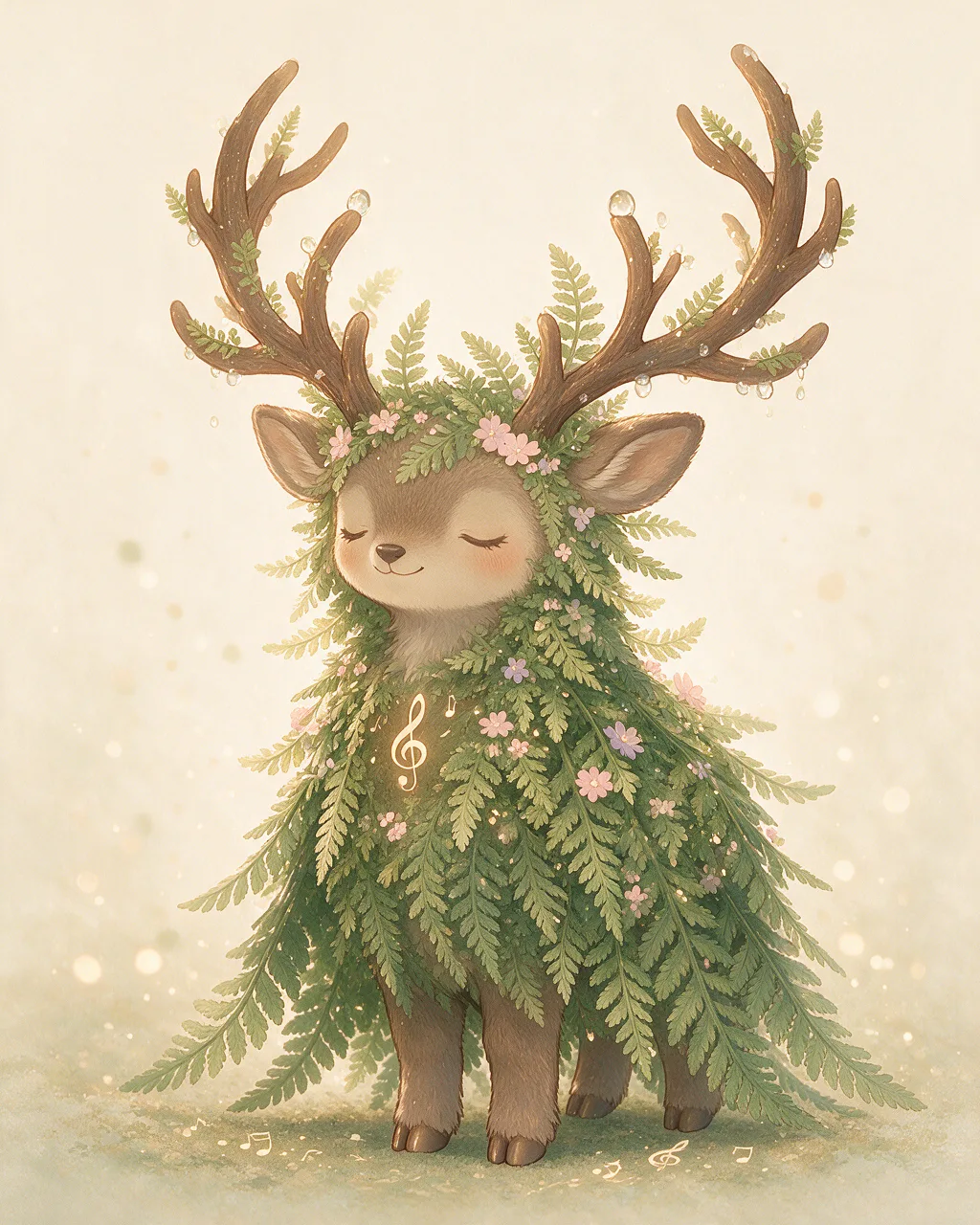 Evolved second-generation artwork of Fernveil Prime, a Serene Grove-element creature.