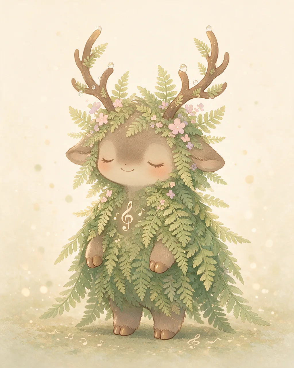 Original fantasy creature artwork of Fernveil, a Serene Grove-element creature.