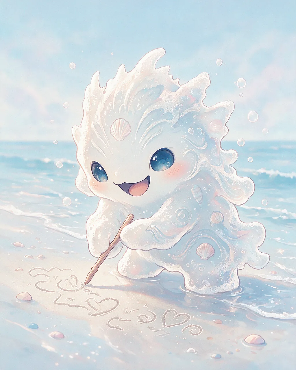 Evolved second-generation artwork of Foamfool Elder, a Mischievous Tide-element creature.