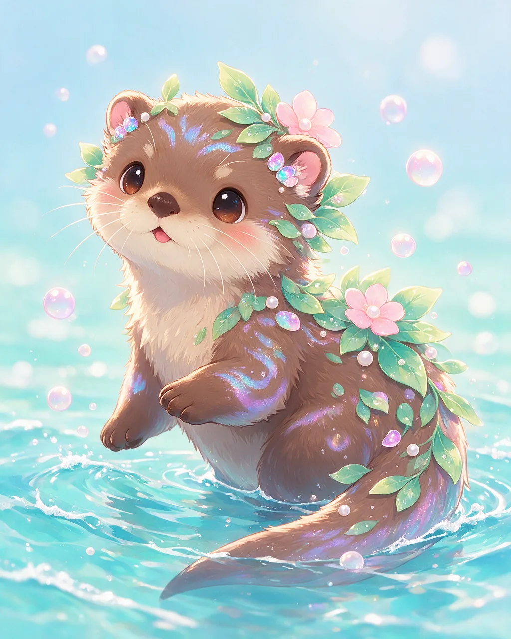 Original fantasy creature artwork of Foamwhisk, a Curious Tide-element creature.