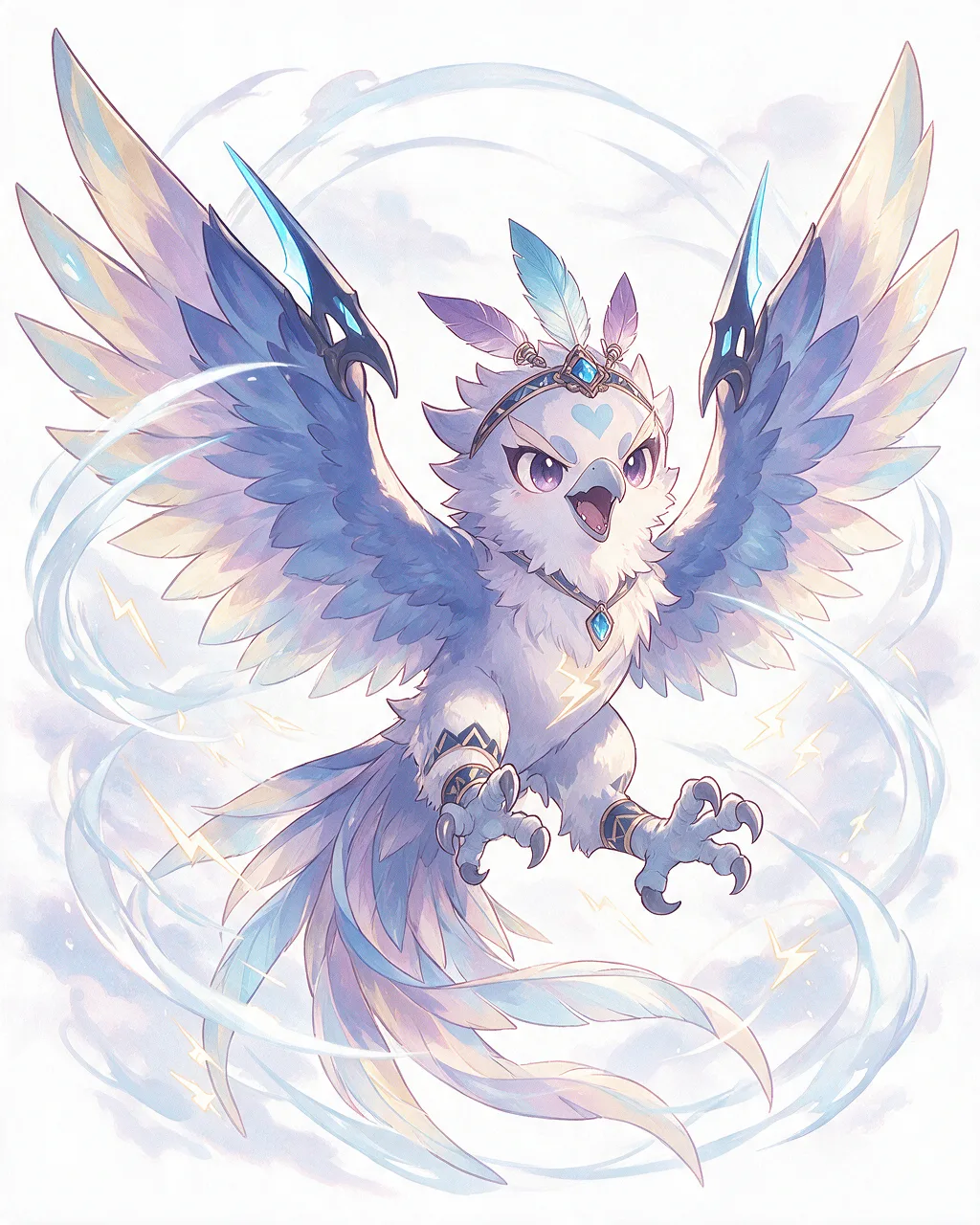 Evolved second-generation artwork of Galeclaw Ancient, a Fierce Storm-element creature.