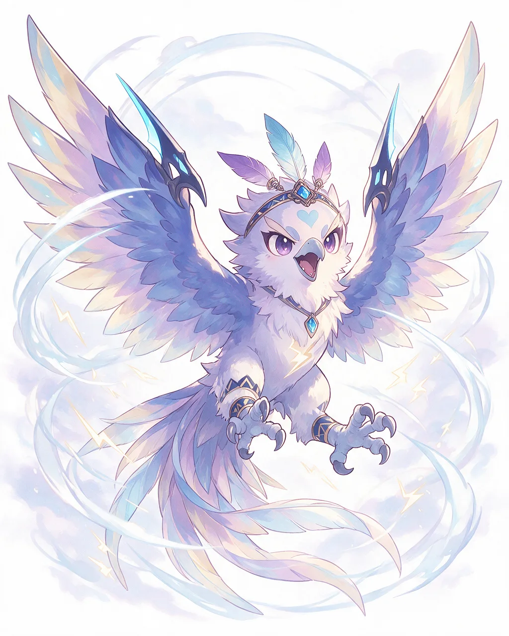 Original fantasy creature artwork of Galeclaw, a Fierce Storm-element creature.