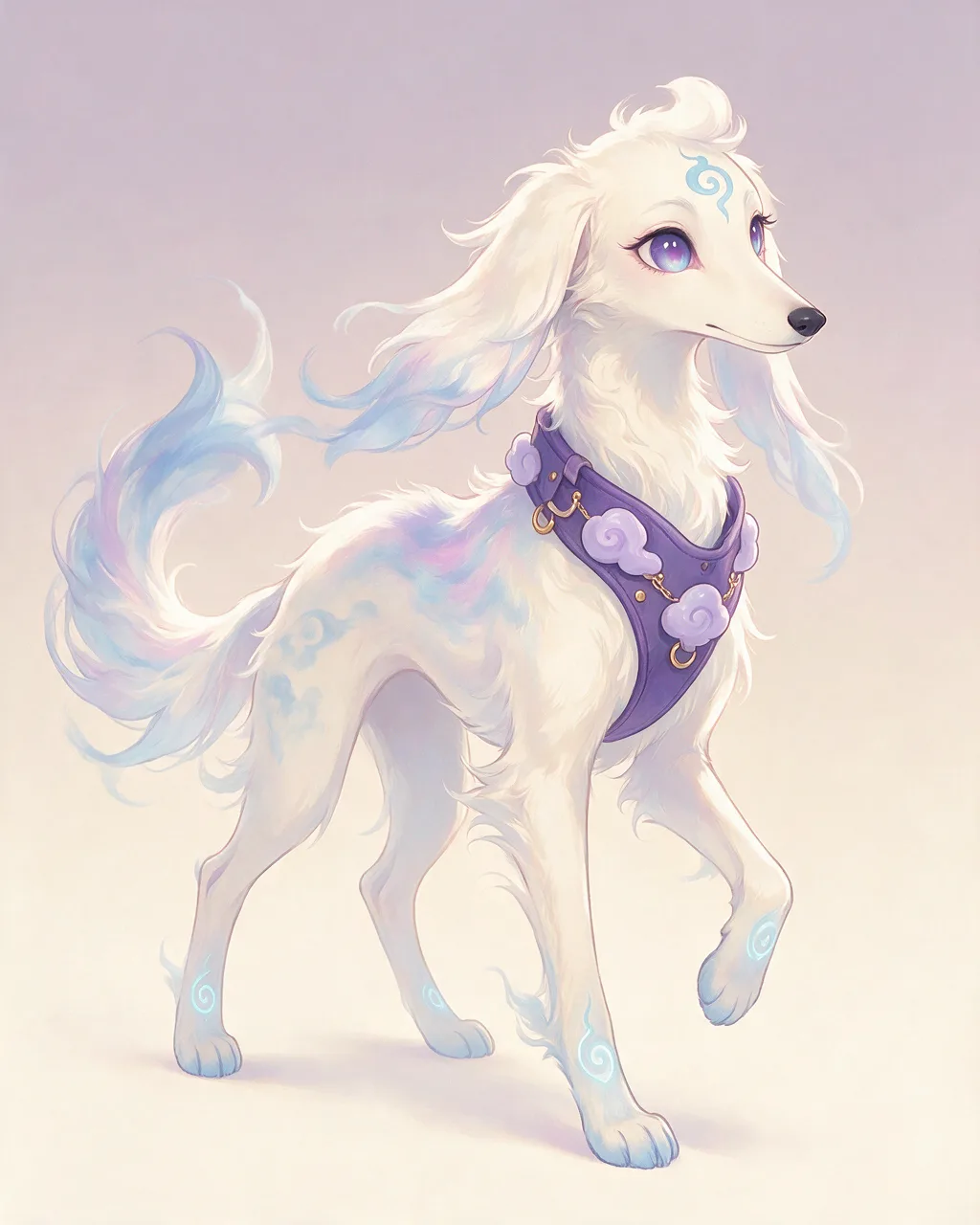 Original fantasy creature artwork of Galehound, a Loyal Storm-element creature.