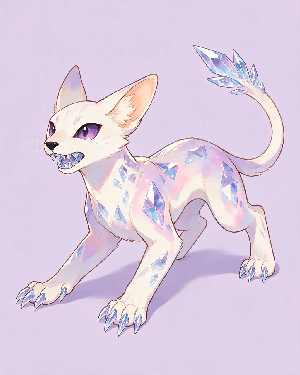 Original fantasy creature artwork of Gemfang, a Fierce Crystal-element creature.