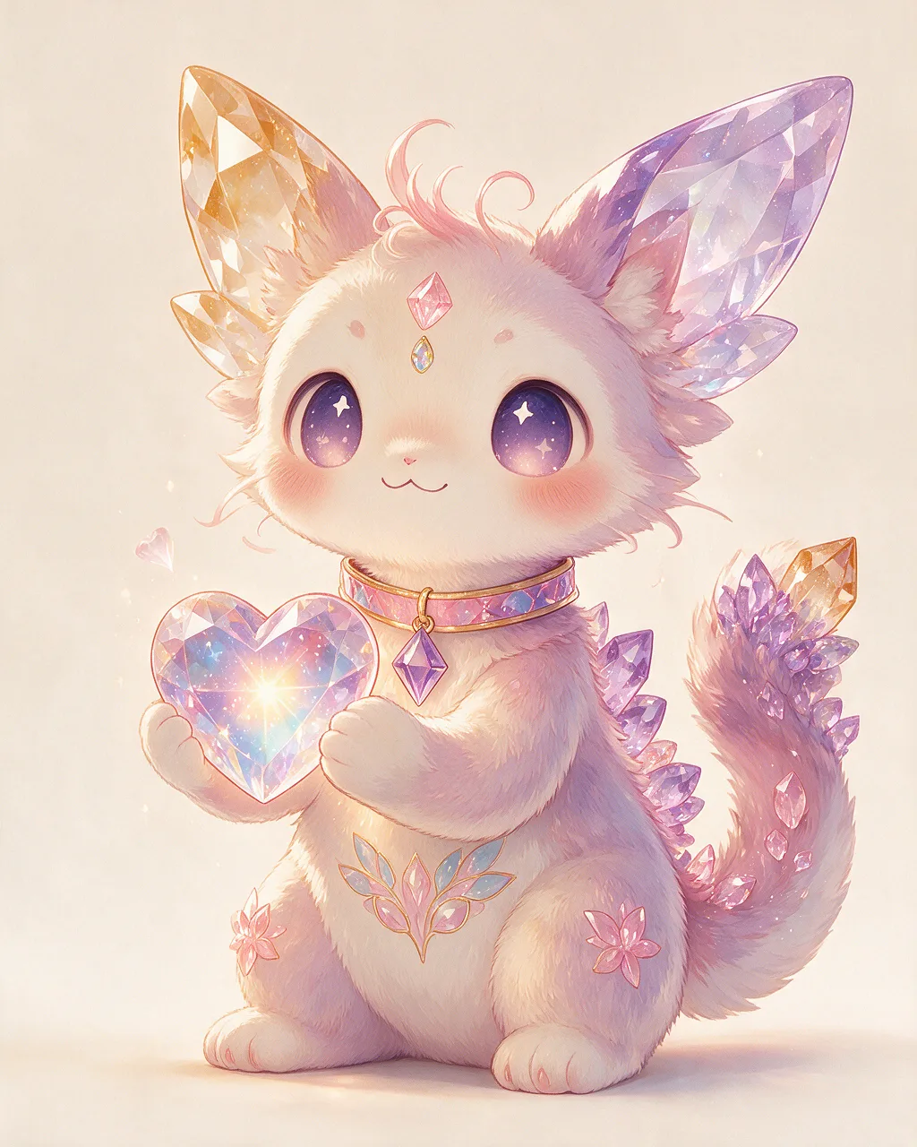 Evolved second-generation artwork of Gemvow Prime, a Loyal Crystal-element creature.