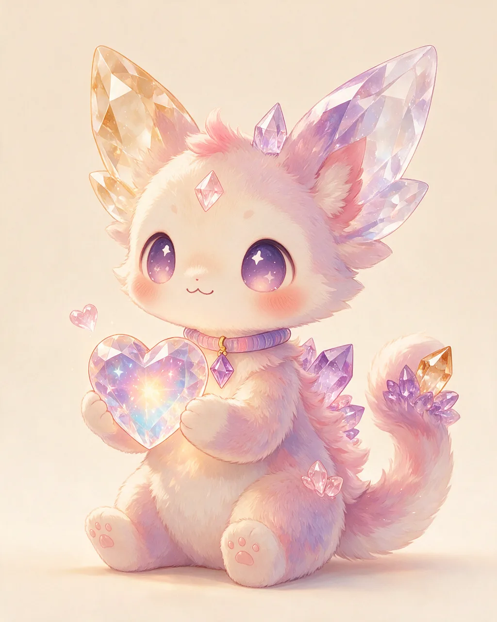 Original fantasy creature artwork of Gemvow, a Loyal Crystal-element creature.
