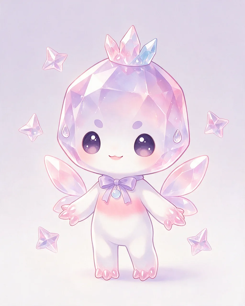 Original fantasy creature artwork of Gentlefacet, a Gentle Crystal-element creature.
