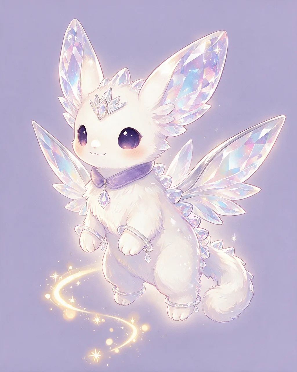 Evolved second-generation artwork of Glintkind Venerable, a Gentle Crystal-element creature.