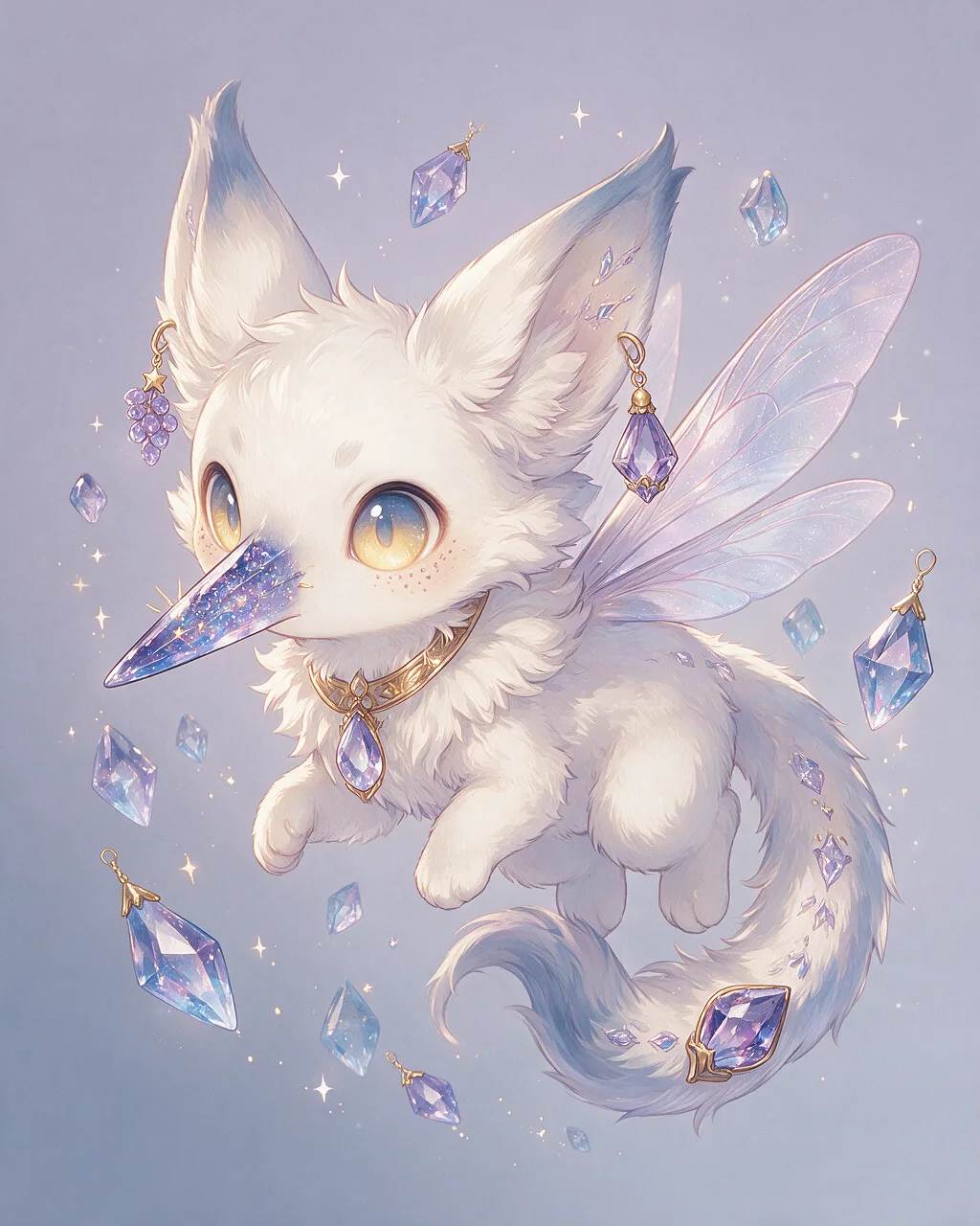 Evolved second-generation artwork of Glintnose Elder, a Curious Crystal-element creature.