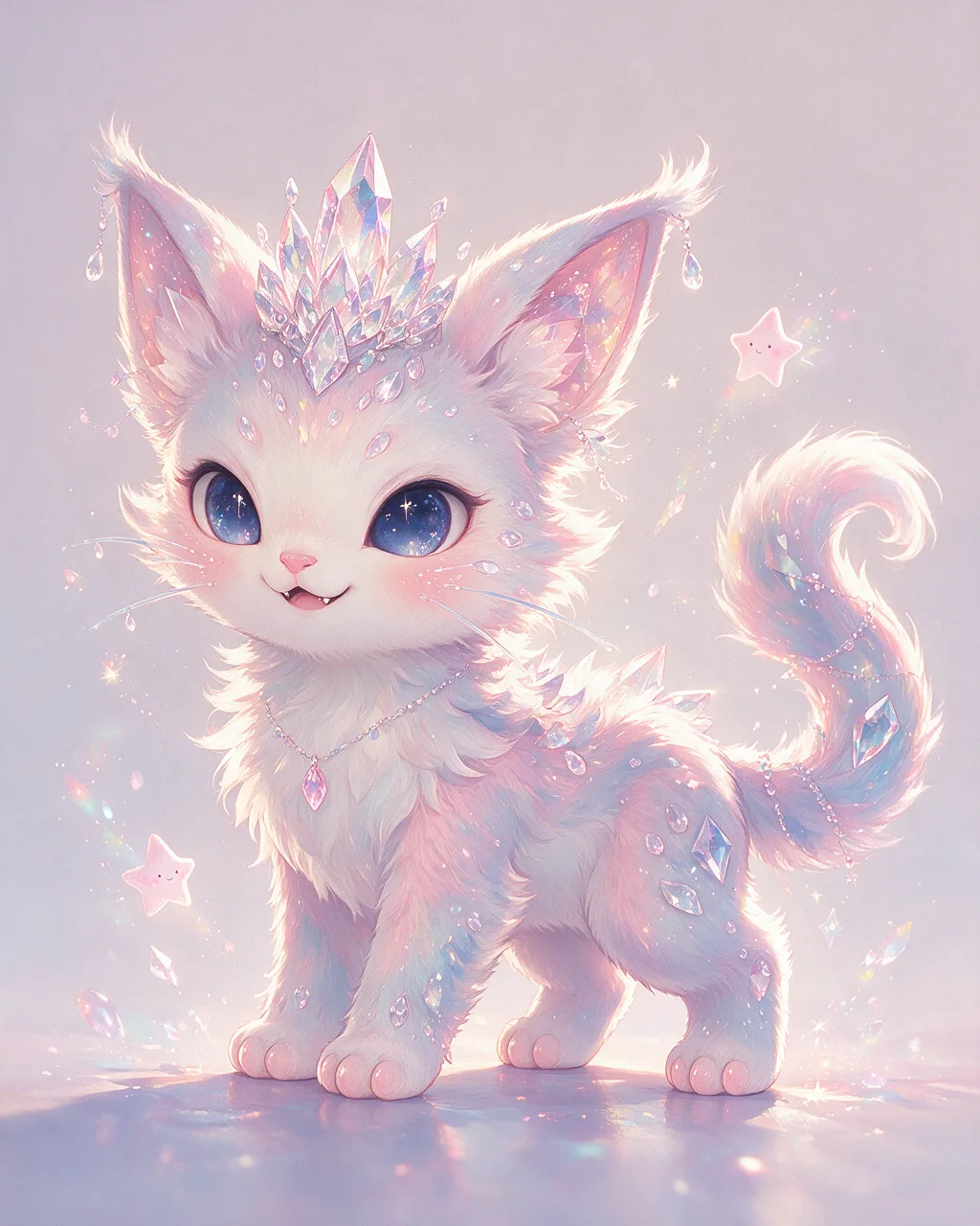 Evolved second-generation artwork of Glinttrick Regal, a Mischievous Crystal-element creature.