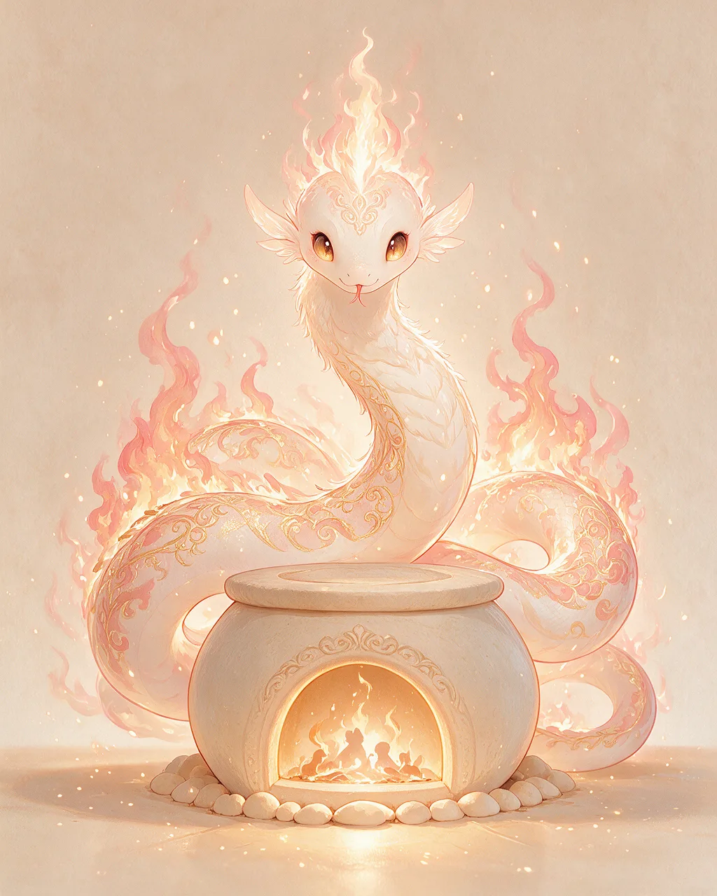 Evolved second-generation artwork of Glowcoil Noble, a Serene Ember-element creature.