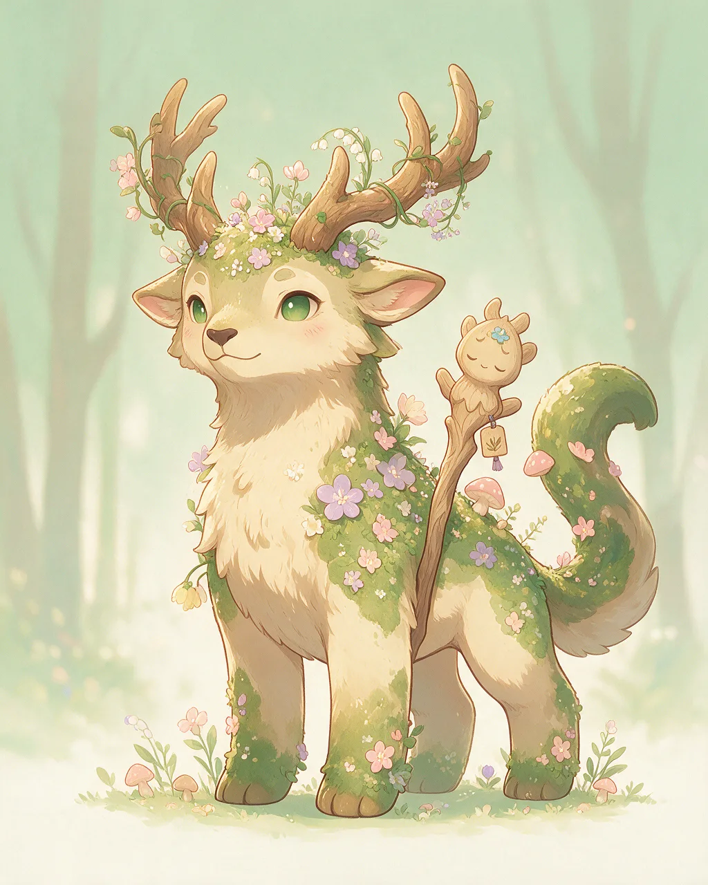 Evolved second-generation artwork of Grovewarden Ancient, a Loyal Grove-element creature.