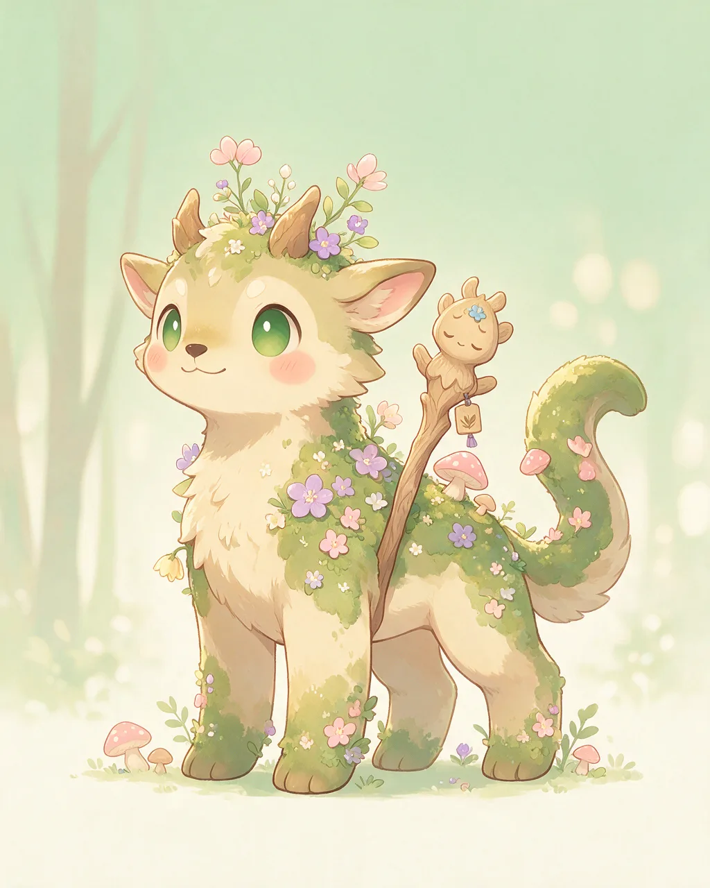 Original fantasy creature artwork of Grovewarden, a Loyal Grove-element creature.
