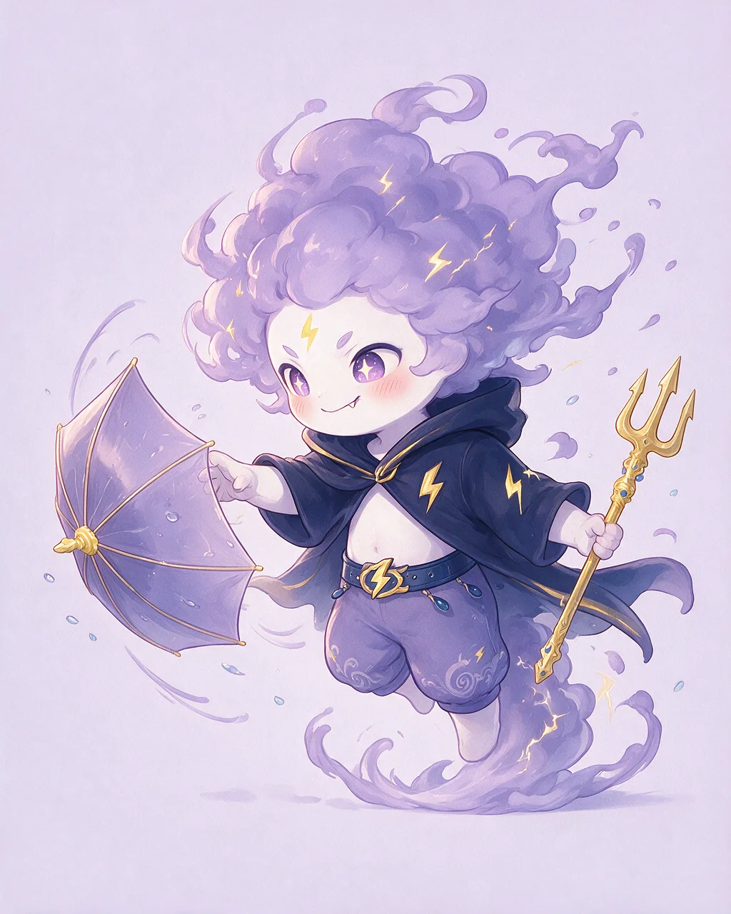 Evolved second-generation artwork of Gustprank Prime, a Mischievous Storm-element creature.