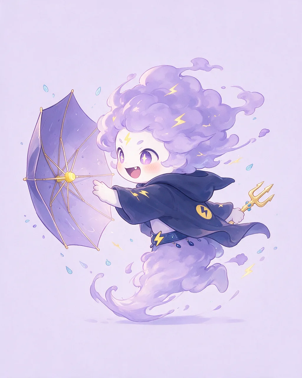Original fantasy creature artwork of Gustprank, a Mischievous Storm-element creature.